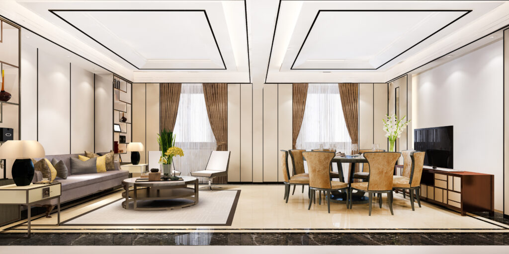 3d rendering modern dining room living room with luxury decor 1024x512 - En İyi Banyo Dekorasyon Örnekleri 2023